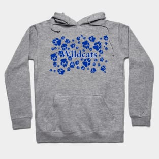 Wildcats Paw Prints Pattern Blue on White Digital Design Hoodie